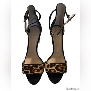 Vince Camuto Black and Animal Print Heels